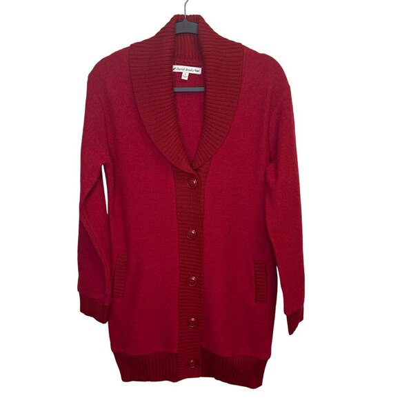 Vintage David Brooks Cardigan Sweater Women's 100% Wool Button Up Red Size Small - Picture 1 of 7